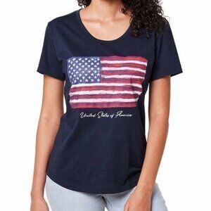 General Standard Women's Navy T-Shirt American Flag Graphic New Small
